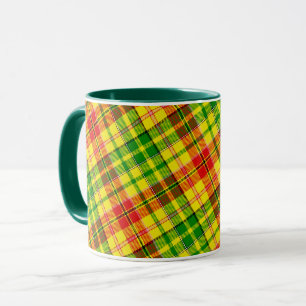 Gelb Rot Grün Kariertes Tartan Design Tasse