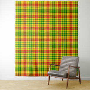 Gelb Rot Grün Kariertes Tartan Design  Wandteppich