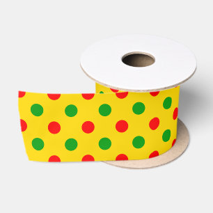 Gelb Rot Grün Polka Punkte Design Satinband