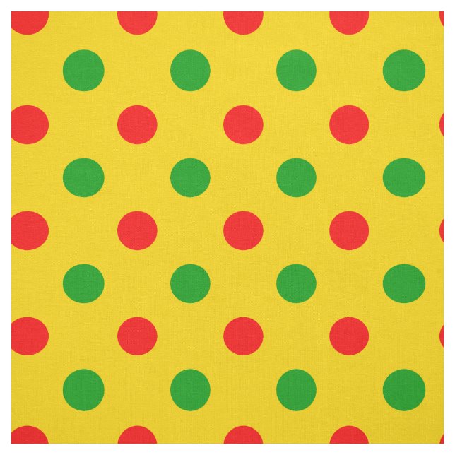Gelb Rot Grün Polka Punkte Design  Stoff (Muster)