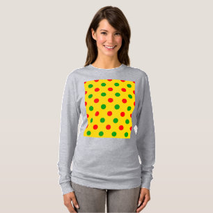 Gelb Rot Grün Polka Punkte Design T-Shirt