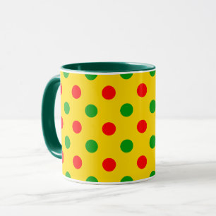 Gelb Rot Grün Polka Punkte Design Tasse