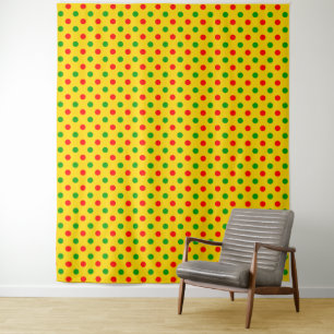 Gelb Rot Grün Polka Punkte Design Wandteppich