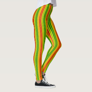 Gelb Rot Grün Streifen Muster Leggings