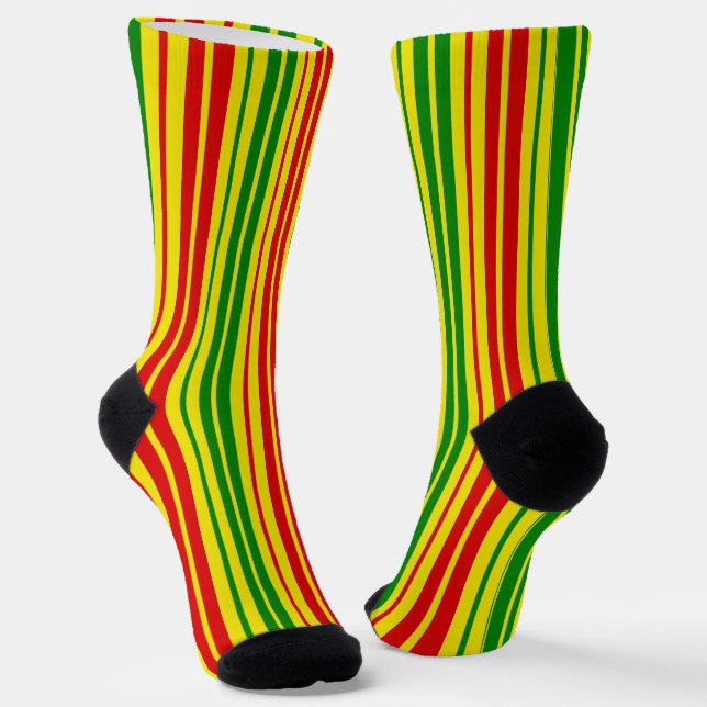 Gelb Rot Grün Streifen Muster   Socken (Gewinkelt)