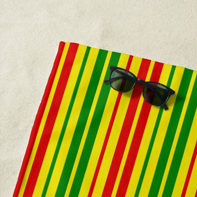 Gelb Rot Grün Streifen Muster   Strandtuch (Beispiel)