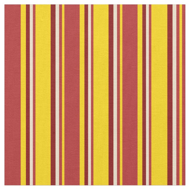 Gelb, Rot, Tan und Maron Lined/Strickmuster Stoff (Nahaufnahme)