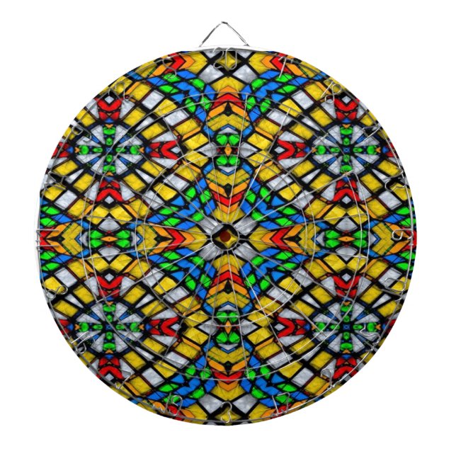 Gelb, Rot und Blau gestanztes Glas Dartscheibe (vorne)