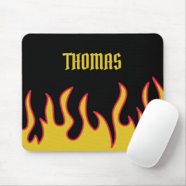 Gelb, Rot und Schwarze Flammen Personalisiert Mousepad