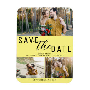 Gelb Save the Date Hochzeit 3 Fotos Magnet