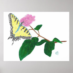 Gelb-Schwalbenschwanz-Schmetterling auf Blumenpost Poster