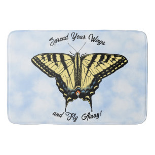 Gelb Schwalbenschwanz Schmetterling Blauer Himmel  Badematte