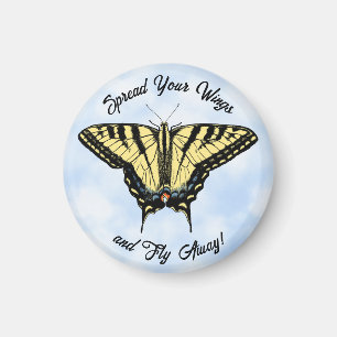 Gelb Schwalbenschwanz Schmetterling Blauer Himmel Magnet