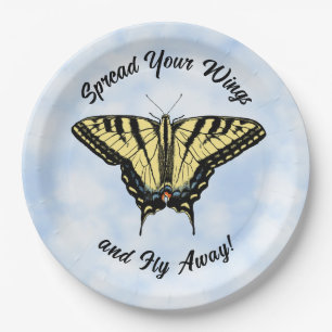 Gelb Schwalbenschwanz Schmetterling Blauer Himmel Pappteller