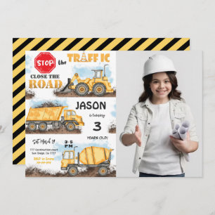 Gelb-Schwarz-Baueinladung mit Foto Einladung