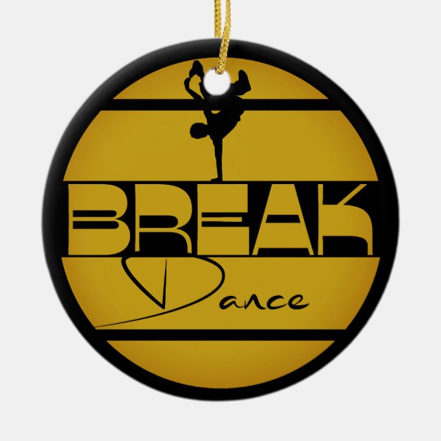 Gelb schwarz Breakdance Keramik Ornament (Vorne)