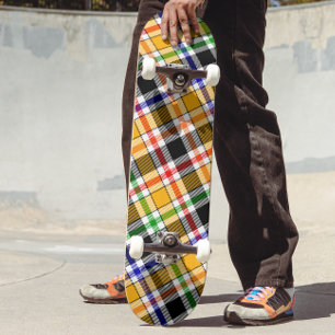 Gelb Schwarz Bunter Flanell Karo Tartan Skateboard