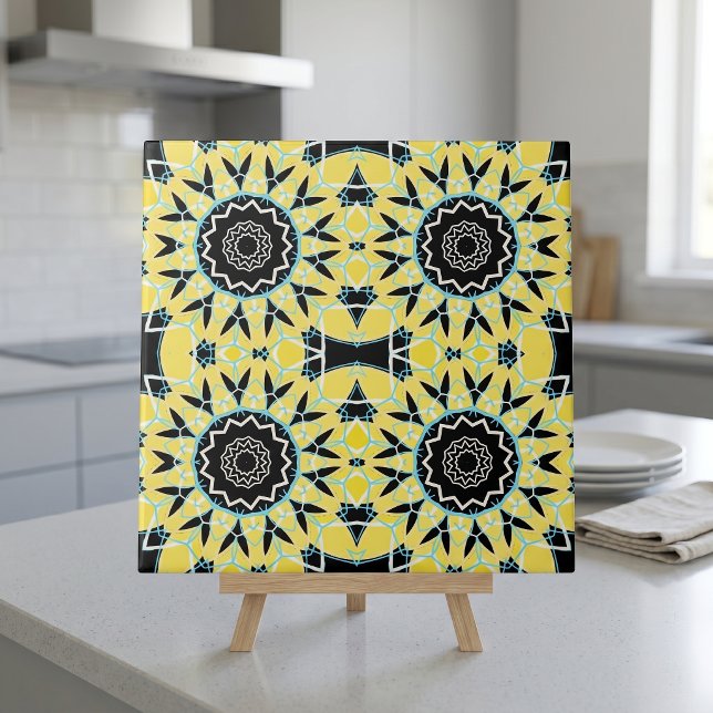 Gelb-Schwarz-Dekoratives Mosaikmuster Fliese (Von Creator hochgeladen)