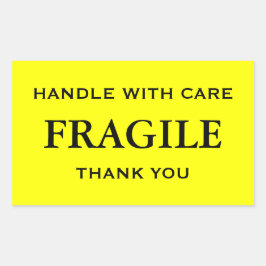 Gelb/schwarz fragil. Mit Vorsicht umgehen. Vielen  Rechteckiger Aufkleber
