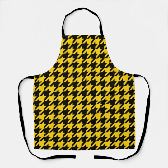 Gelb Schwarz Houndstooth Karo Schürze (Vorderseite)