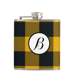 Gelb-schwarz karierte Quadrate Buffalo Plaid Flachmann