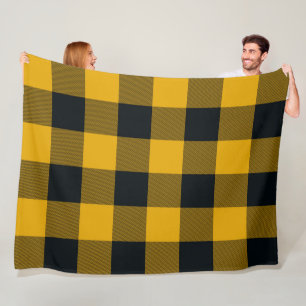 Gelb-schwarz karierte Quadrate Buffalo Plaid Fleecedecke