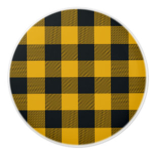 Gelb-schwarz karierte Quadrate Buffalo Plaid Keramikknauf