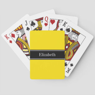Gelb, Schwarz, Name Monogramm Spielkarten