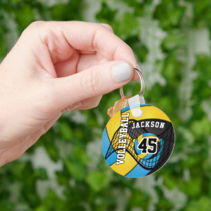 Gelb, schwarz und blau - Volleyball Schlüsselanhänger