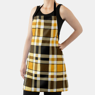 Gelb Schwarz Weiß Flanell Karomuster Design Schürze