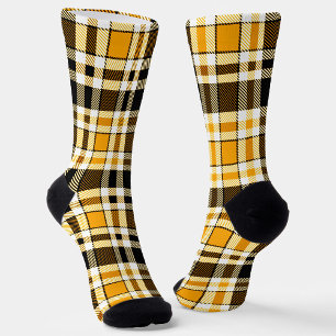 Gelb Schwarz Weiß Flanell Karomuster Design Socken