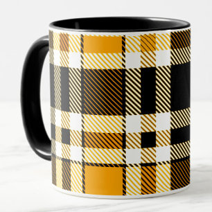 Gelb Schwarz Weiß Flanell Karomuster Design  Tasse