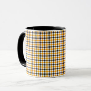 Gelb Schwarz Weiß Gingham Karo Tasse