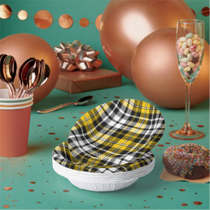 Gelb Schwarz Weiß Kariertes Tartan Muster Design Pappteller