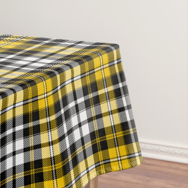 Gelb Schwarz Weiß Kariertes Tartan Muster Design  Tischdecke (Beispiel)