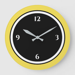 Gelb Schwarz/Weiß Minimalistische große Uhr