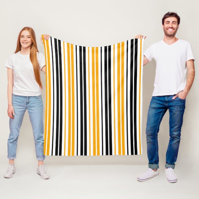 Gelb Schwarz Weiß Streifen Muster Design  Fleecedecke (Beispiel)