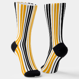 Gelb Schwarz Weiß Streifen Muster Design Socken