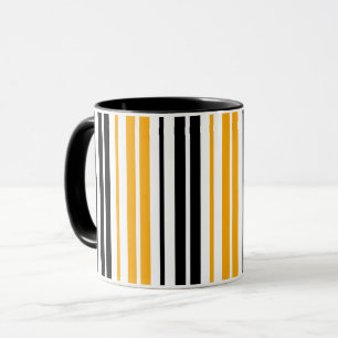 Gelb Schwarz Weiß Streifen Muster Design Tasse