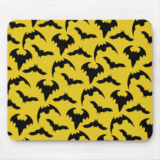 Gelb & Schwarze Fledermäuse Halloween Mousepad (Vorne)