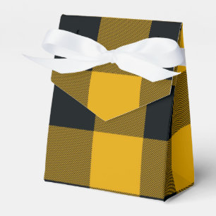 Gelb-schwarze karierte Quadrate Buffalo Plaid Geschenkschachtel