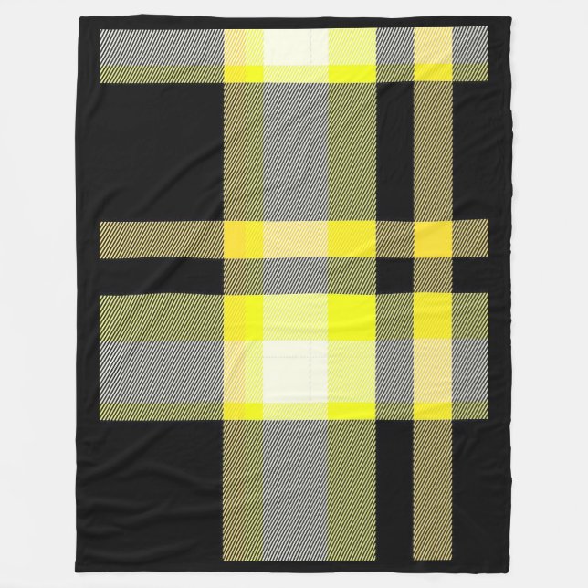 Gelb-schwarze Karo-Fliesblanke Fleecedecke (Vorderseite)
