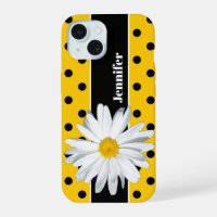 Gelb, schwarze Tupfen, Gänseblümchen iPhone-Hülle