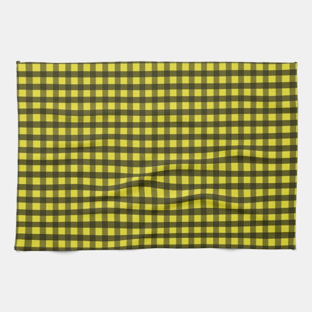 Gelb-schwarzer Gingham Geschirrtuch (Horizontal)