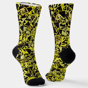 Gelb Schwarzes Dreiecksmuster Socken