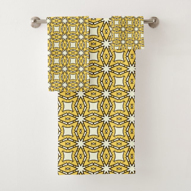 Gelb-schwarzes geometrisches Muster Badhandtuch Set (Insitu)