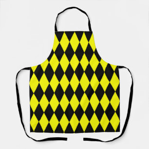 Gelb Schwarzes Harlekin-Diamantenkontrollmuster-De Schürze