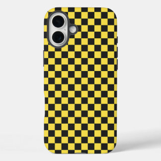 Gelb-schwarzes Schachbrettmuster iPhone 16 Plus Hülle