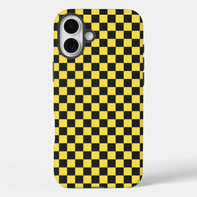 Gelb-schwarzes Schachbrettmuster Case-Mate iPhone Hülle (Rückseite)