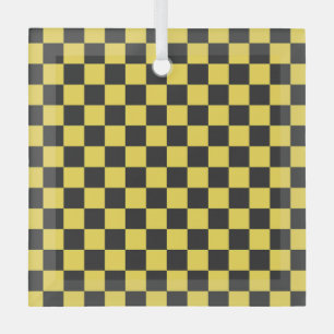 Gelb-schwarzes Schachbrettmuster Ornament Aus Glas